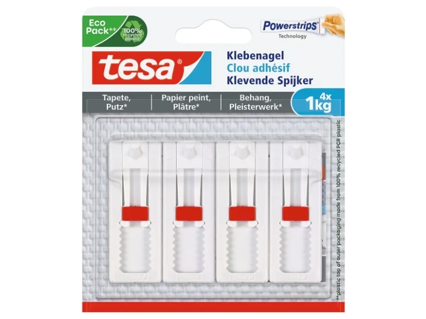 TESA 77774-00000, Innendørs, Universalkrok, Hvit, Limstrimmel, 1 kg, Gips