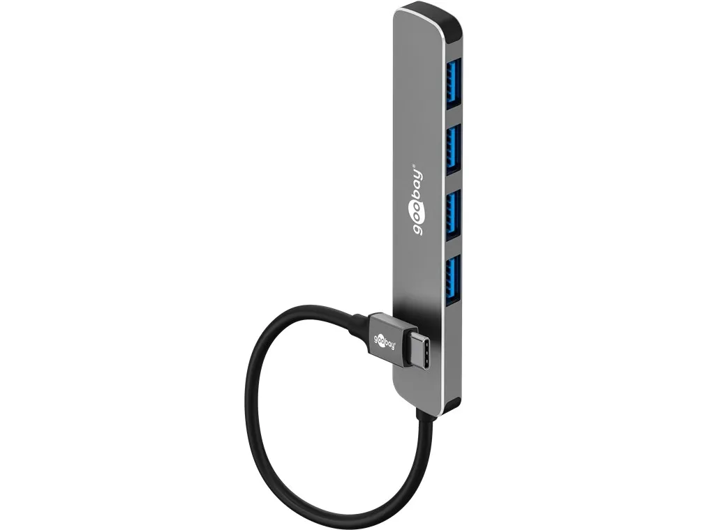 Goobay 79157, USB Type-C, USB 3.2 Gen 1 (3.1 Gen 1) Type-A, 5000 Mbit/s, Grå, Aluminium, Plast, 0,1 m