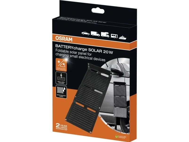 OSRAM Automotive BATTERYcharge SOLAR 20W inkl. USB monokrystallinsk solcellemodul 20 W 5 V