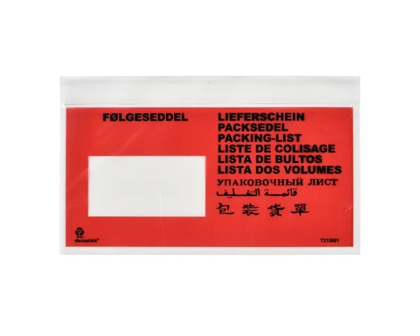 Følgeseddellomme C65/DL Med Tryk 10 Sprog 1000st