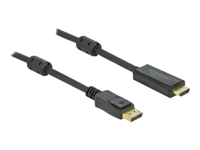 Delock - Adapterkabel - DisplayPort hann låsing til HDMI hann - 1 m - trippel beskyttelse - svart - 4K-støtte, aktiv