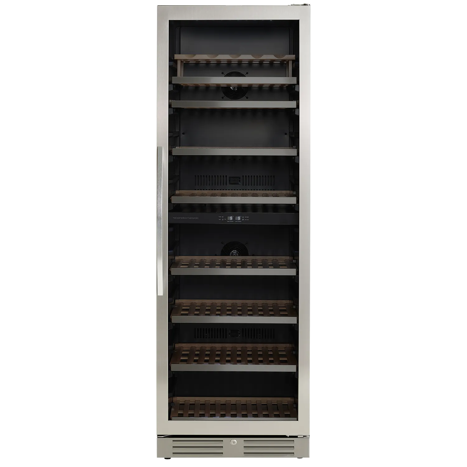 Scandomestic SV 124 X - Vinkjøleskap - 2 soner - bredde: 59,5 cm - dybde: 67,7 cm - høyde: 176,4 cm - 416 liter - Rustfit stål/svart - Opptil 126 flasker
