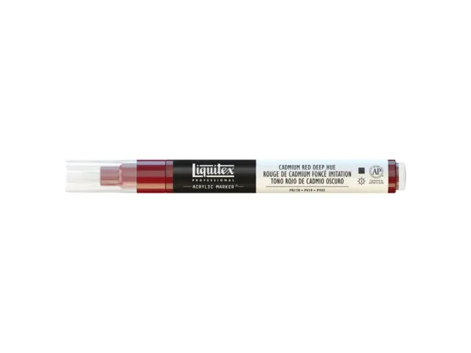 Liquitex 2-4 mm Fine Nib Paint Marker - Cadmium Red Deep Hue, Rød, Svart, Hvit, Fin tupp, 2 mm, 1 stykker