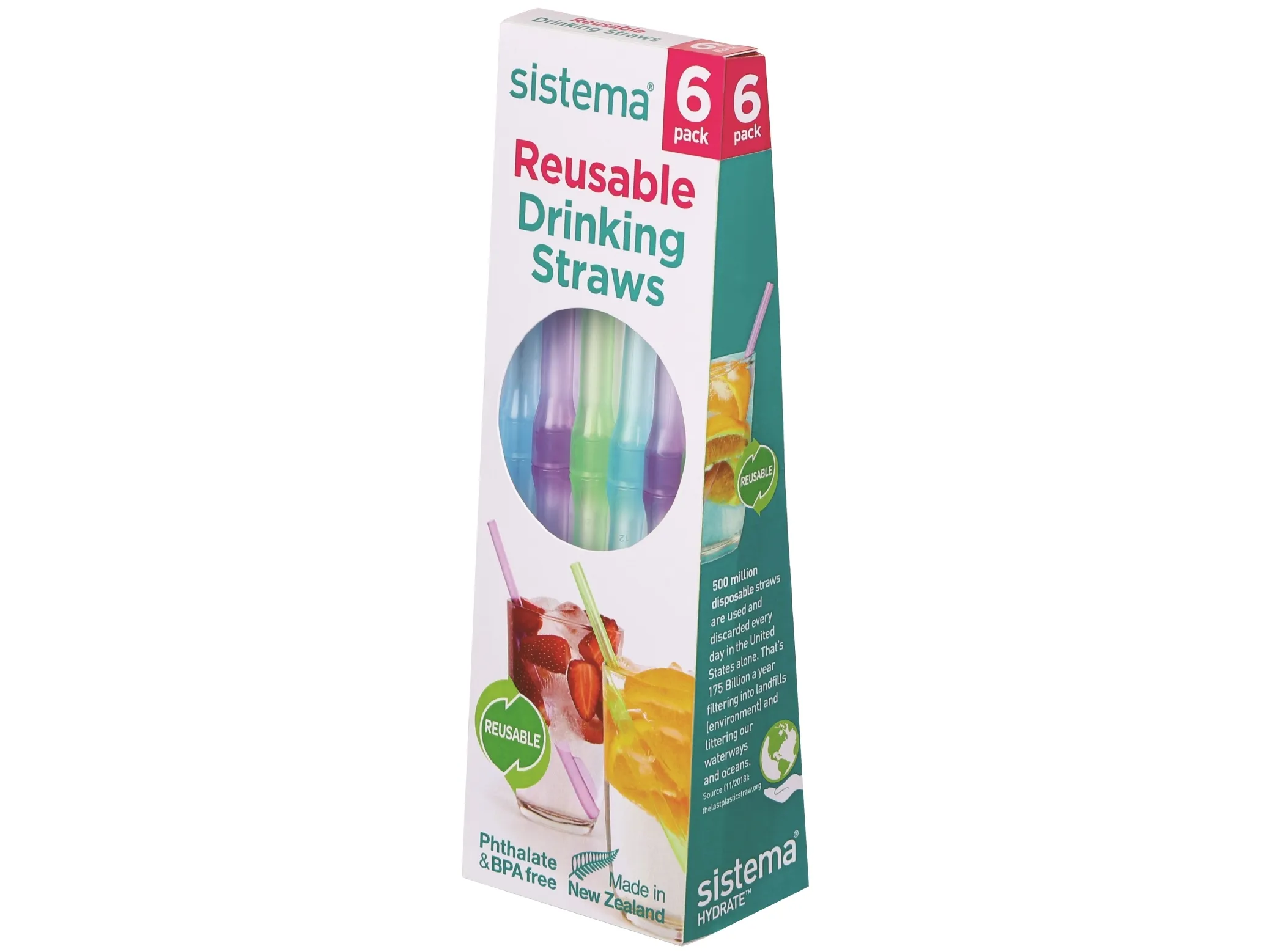 Sistema gjenbrukbare sugerør 6-pk
