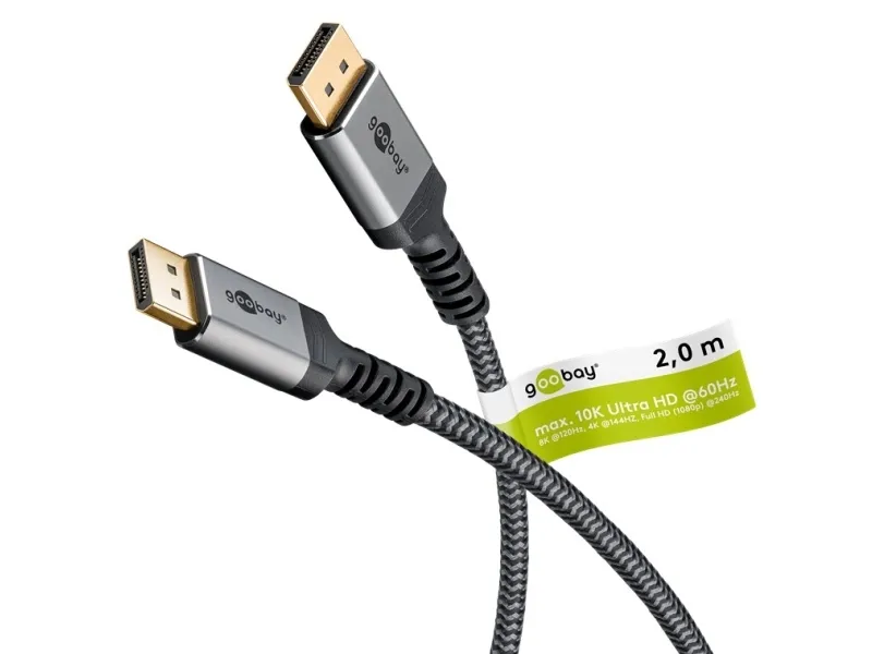 Goobay 75680, 2 m, DisplayPort, DisplayPort, Hankjønn, Hankjønn, 7680 x 4320 piksler
