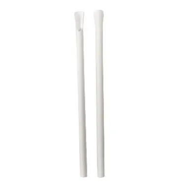 Sugerør Ø8x210 mm uten bøy biologisk nedbrytbare med spade/skje hvite - (125 stk./pose)