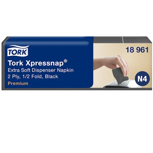 Servietter Tork N4 Xpressnap® Ekstra Myke, 2-fold, svarte - (8 pakker x 1000 stk.)