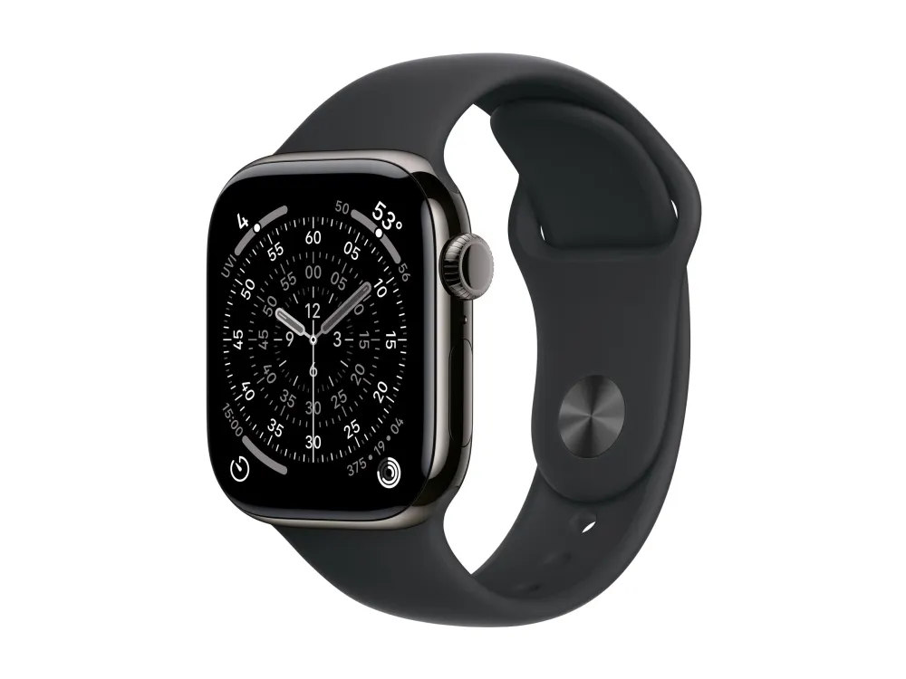 Apple Watch Series 11 GPS + Cellular 42mm Slate Titanium Case with Black Sport Band - M/L