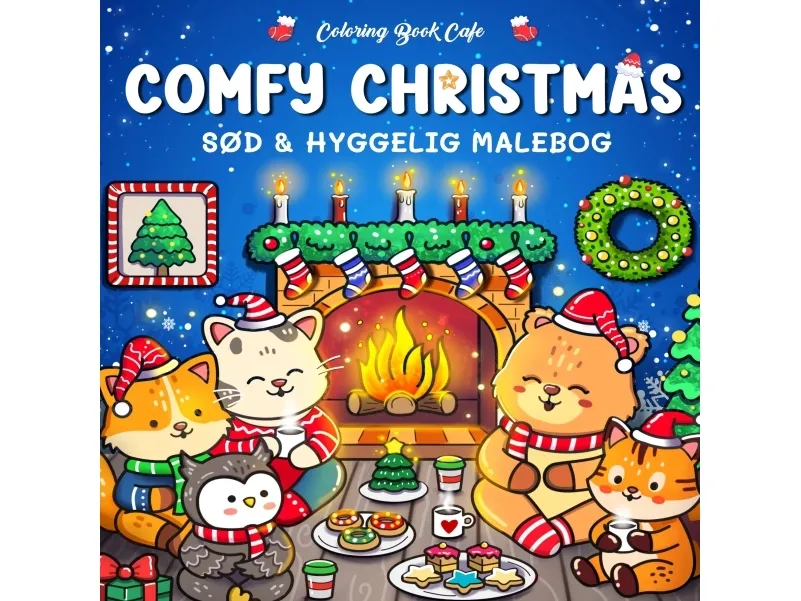 Malebok: Comfy Christmas – Cozy Coloring | Coloring Book Cafe | Språk: Dansk