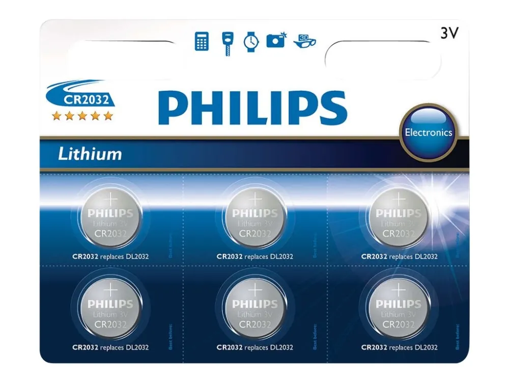 Philips Minicells CR2032P6 - Batteri 6 x CR2032 - Li - 210 mAh