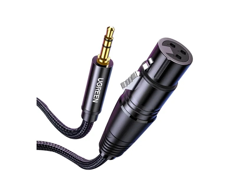 Ugreen 20763, XLR, Hunkjønn, 3.5mm, Hankjønn, 1 m, Sort