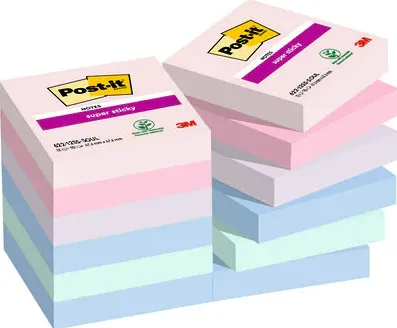 Super Sticky Notes Post-it® Soulful, 47,6 x 47,6 mm, pakke med 12 stk.