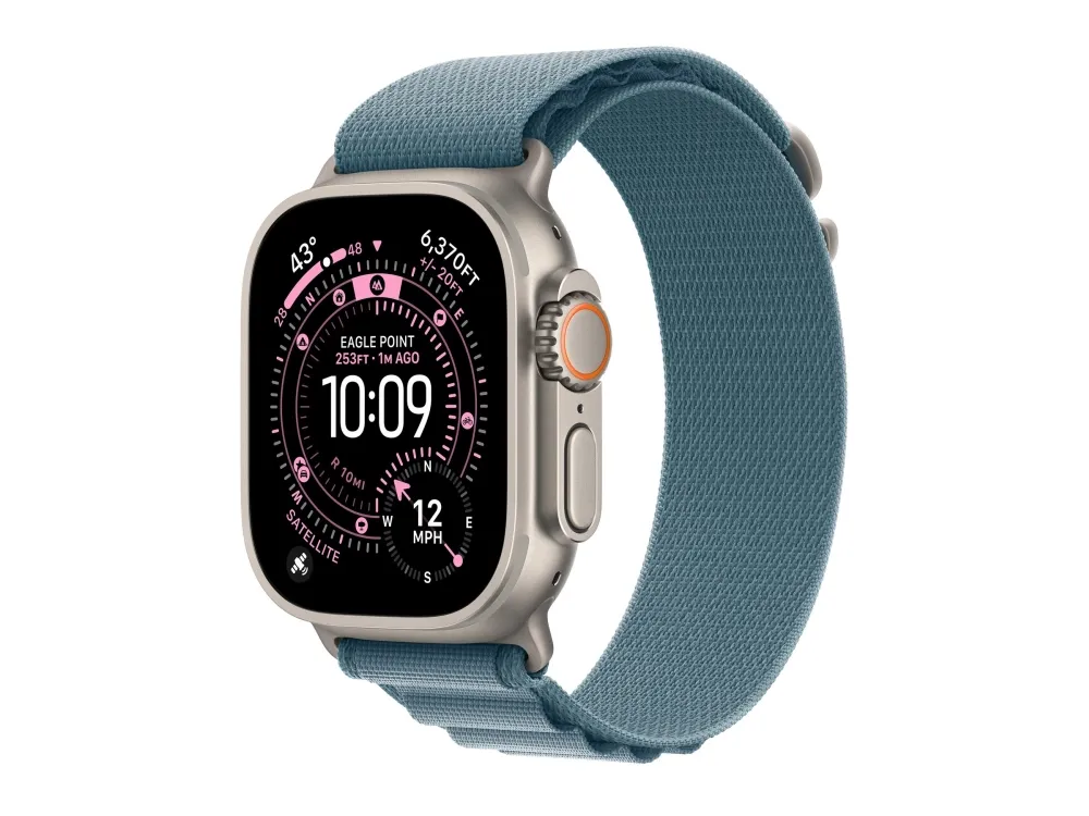Apple Watch Ultra 3 GPS + Cellular 49mm Natural Titanium Case with Light Blue Alpine Loop - Large