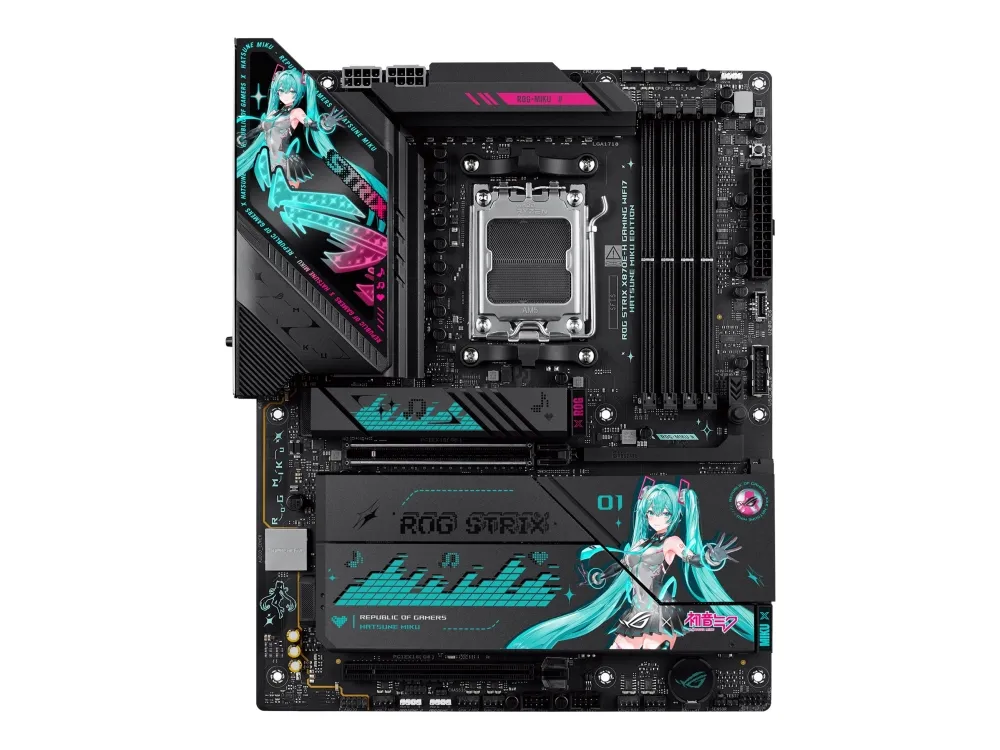 ASUS ROG STRIX X870E-H GAMING MIKU WIFI7 Hovedkort - AMD X870E - AMD AM5 socket - DDR5 RAM - ATX