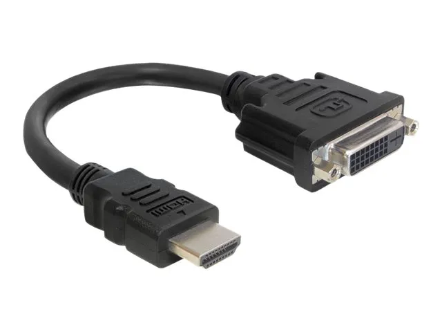 Delock - Adapterkabel - HDMI hann til DVI-I hunn - 20 cm - svart - støtte for 1920 x 1080 ved 60 Hz