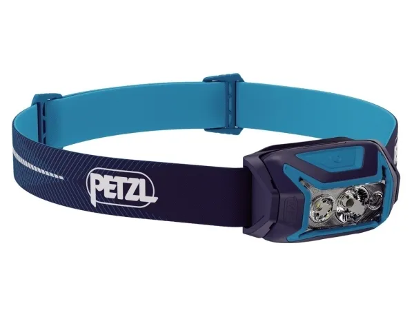 Petzl Actik Core, Hodebåndslommelykt, Blå, Knapper, Batterinivå, IPX4, LED