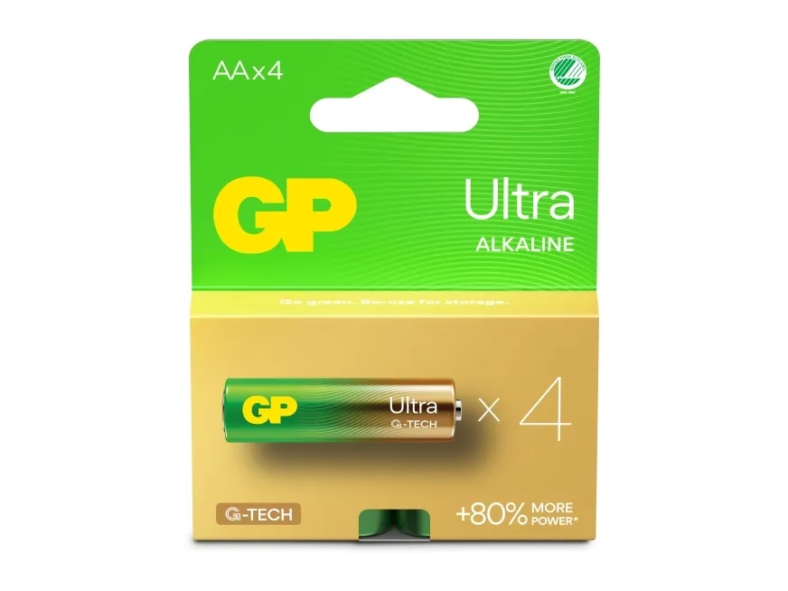 GP Batteries Ultra Alkaline GP15AU, Engangsbatteri, AA, LR06, Alkalinsk, 1,5 V, 4 stykker, Cd (kadmium), Hg (kvikksølv)