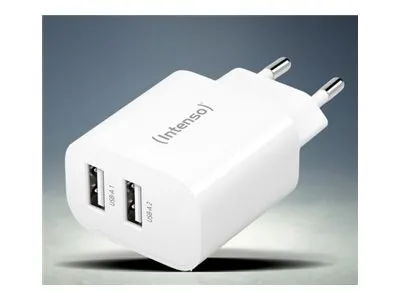 Intenso W24AA - Strømadapter - 24 watt - 2.4 A - 2 utgangskontakter (USB) - hvit