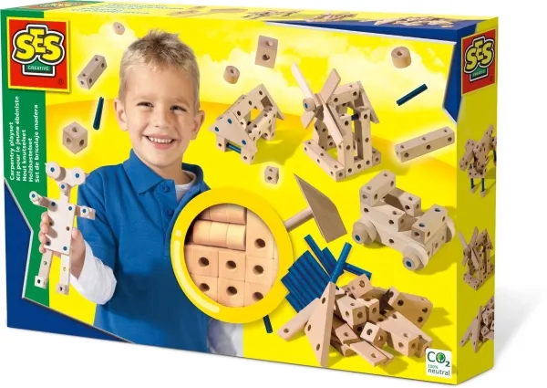 SES Creative Carpentry Playset, Håndverkssett for barn, 3 år, Tre, 1 stk, 396,7 g
