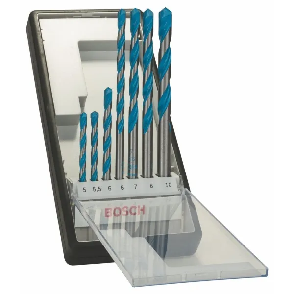 Bosch Robust Line CYL-9 Multi Construction - Borsett - for multiformål - 7 deler - 5 mm, 6 mm, 7 mm, 8 mm, 10 mm, 5.5 mm - lengde: 85 mm, 100 mm, 150 mm