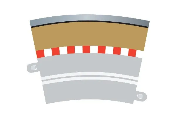 Racerbane Single Lane Radius 3 kurver ytre kanter 22,5° 4 stk