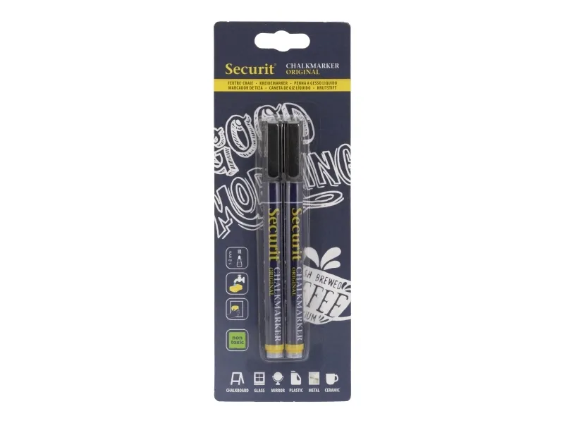 Securit® original kridtmarker sæt med to i sort