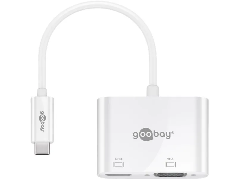 Goobay 52430, Ledning & Trådløs, USB 3.2 Gen 1 (3.1 Gen 1) Type-A + Type-C, Hvit, CE, WEEE, 0 - 45 °C, 15 mm