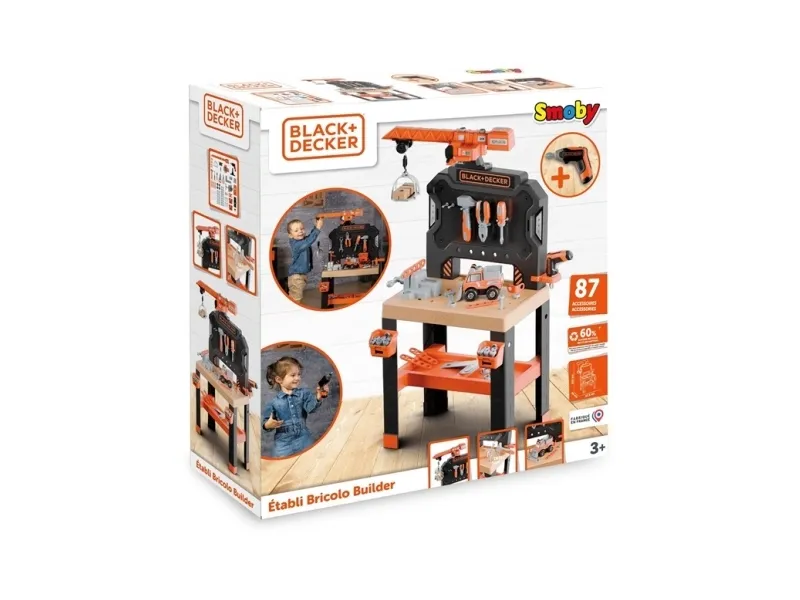 Smoby Black & Decker arbeidsbenk med kran 7600360741 - leke fra 3 år 87 deler