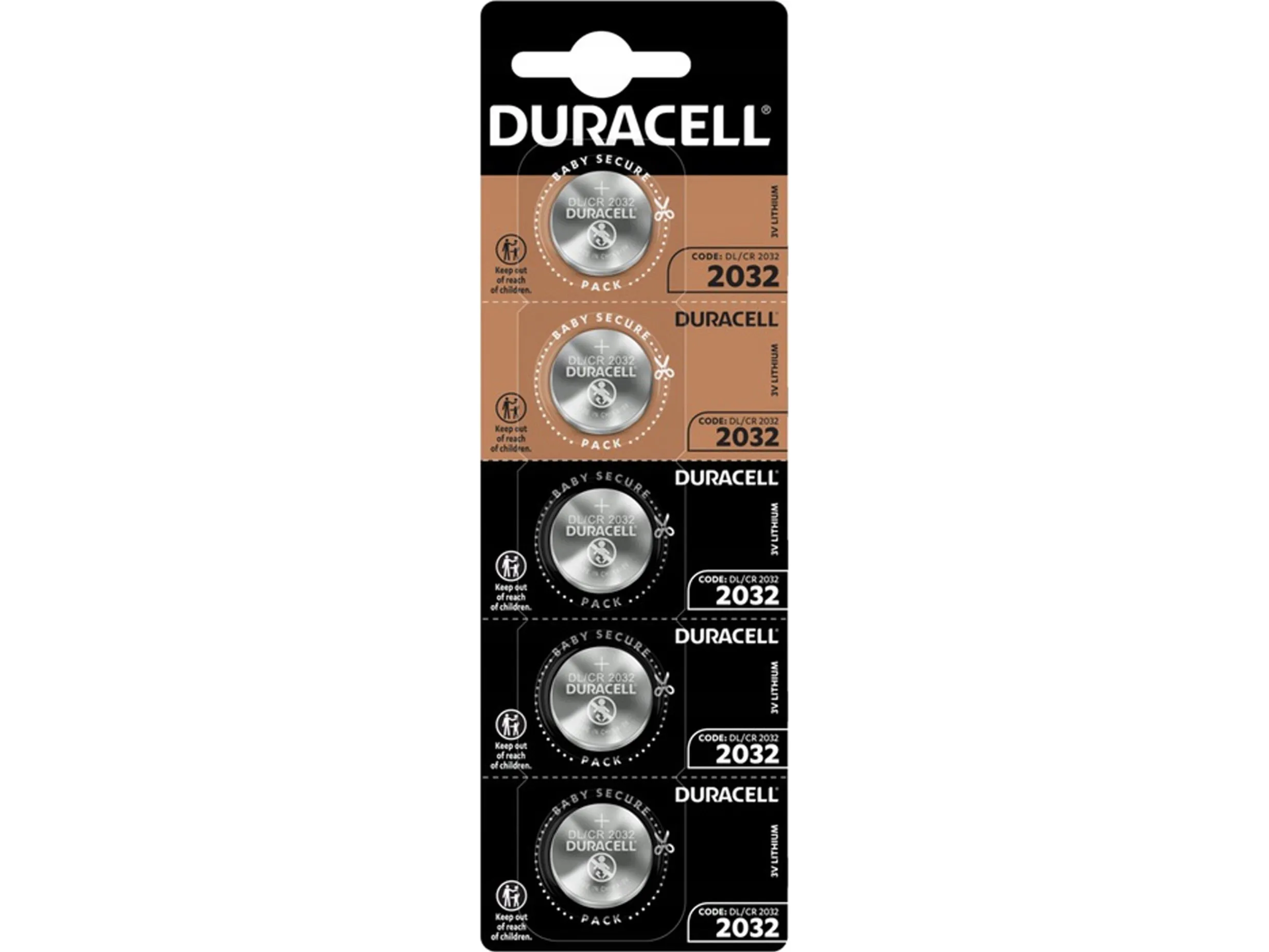 Duracell knappcelle CR2032 lithium 3 V (5-pakning)