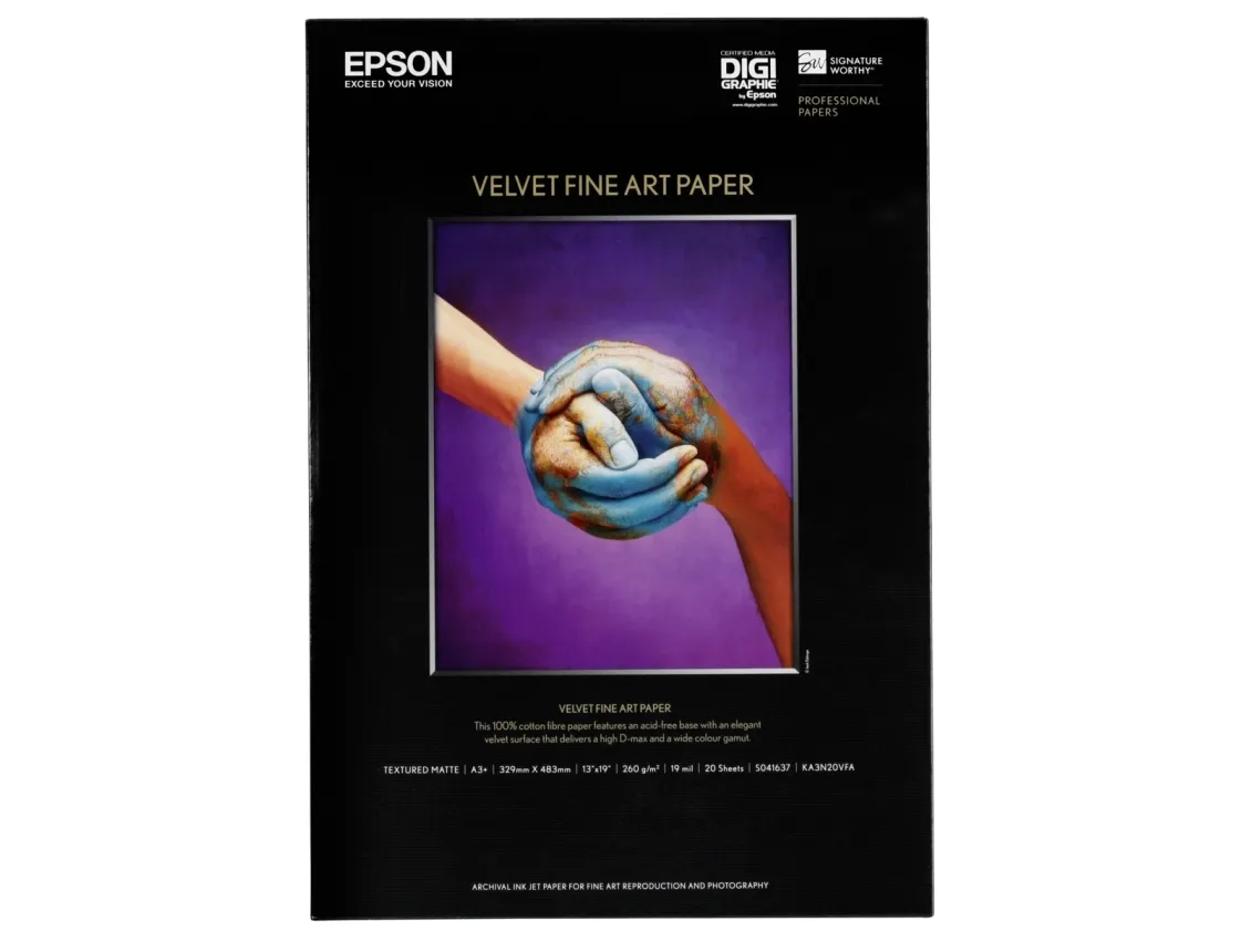 Epson Fine Art Velvet - Fløyel - A3 plus (329 x 423 mm) 20 ark papir - for SureColor P5000, P800, SC-P10000, P20000, P5000, P700, P7500, P900, P9500