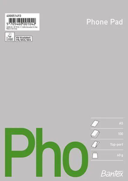 Bantex 400051493, Monokromatisk, Blå, Grå, A5, 100 ark, 60 g/m², Mykt omslag