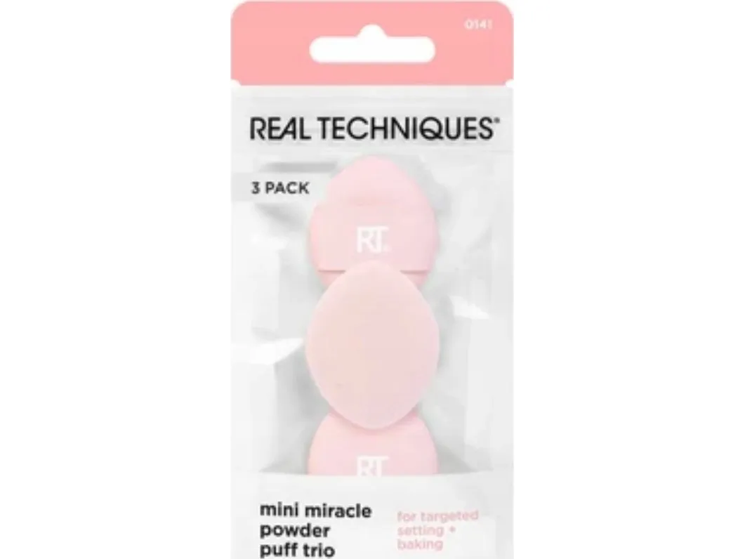 Real Techniques Mini Miracle Powder Puff Trio for Setting and Baking Loose and Pressed Powder Targeted Setting Under Eyes and On Blemishes