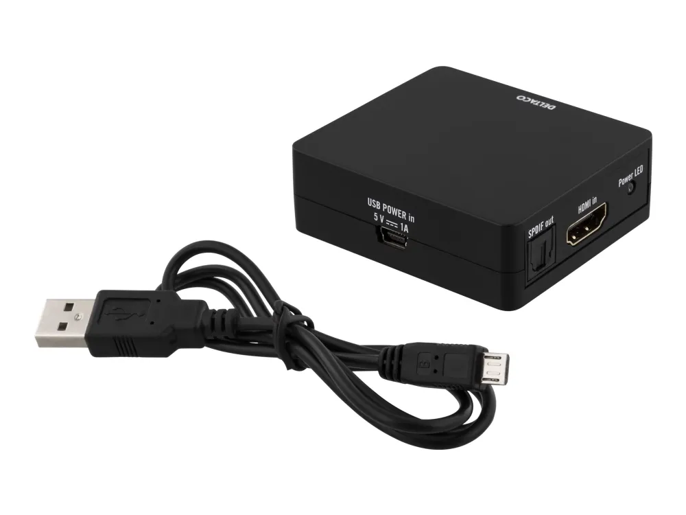 DELTACO HDMI-7038 - HDMI-lydsignalutskiller - svart
