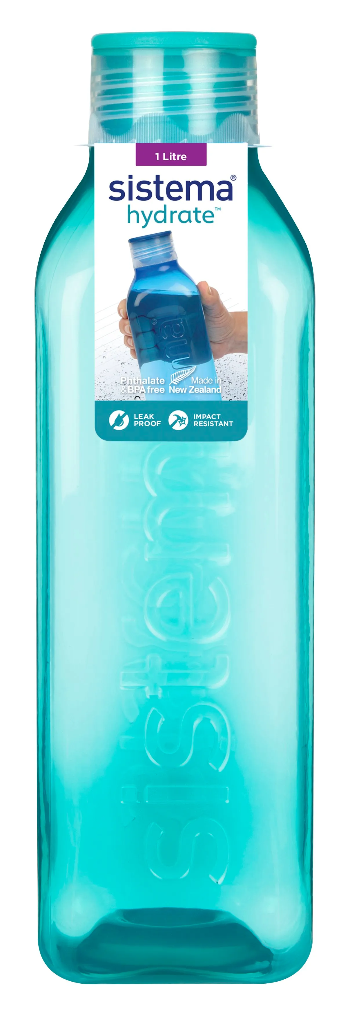 Sistema Large Square Bottle 1 l - ocean blue