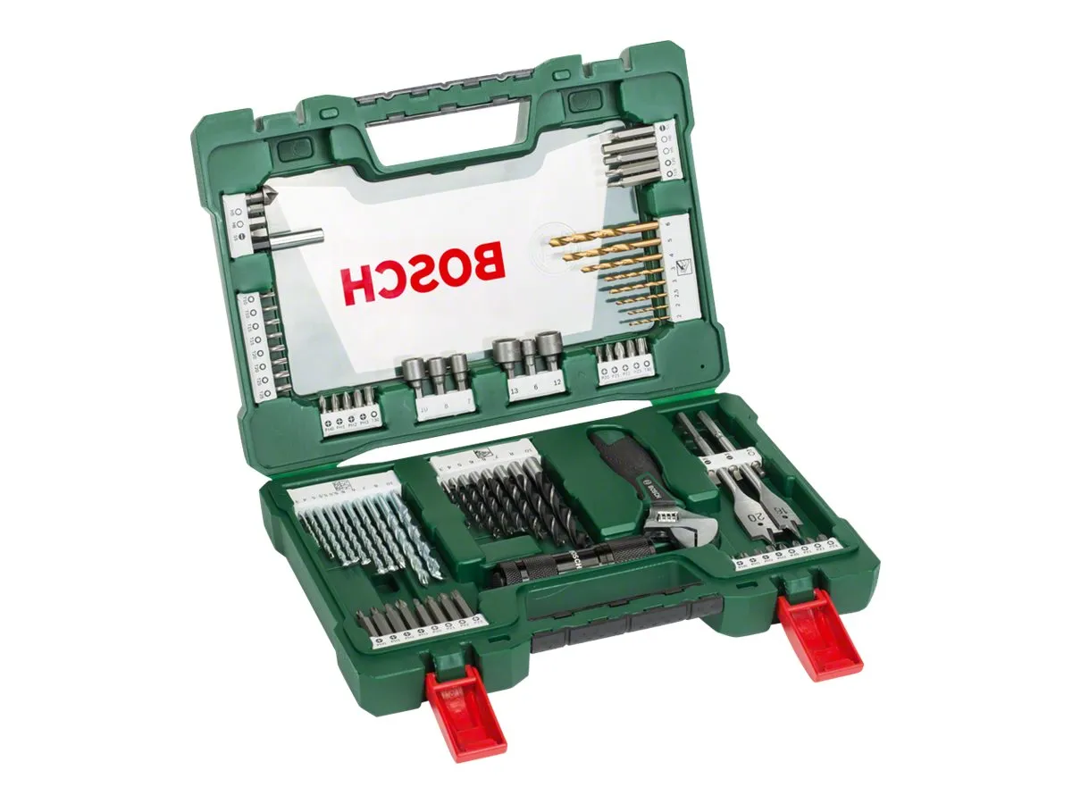 Bosch V-Line - Sett for skrutrekker, borspiss og sokler - for metall, stein, tre - spadedel - pozidriv, phillips, hex, torx, slot - 6 mm, 7 mm, 8 mm, 9 mm, 10 mm, 12 mm, 13 mm - lengde: 25 mm, 50 mm - for EasyImpact 600  UniversalImpact 700
