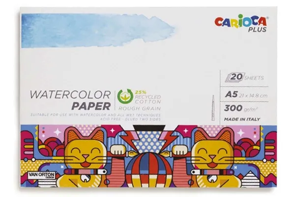 Akvarellblokk 300 g, A5, 20 sider