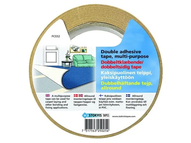Tæppetape med label 50MMX25M