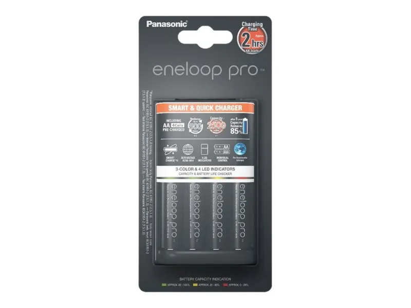 Panasonic eneloop pro smart & quick K-KJ55HCD40E - 3 t batterilader - (for 4xAA, 4xAAA) 4 x AA-type - NiMH - 2500 mAh