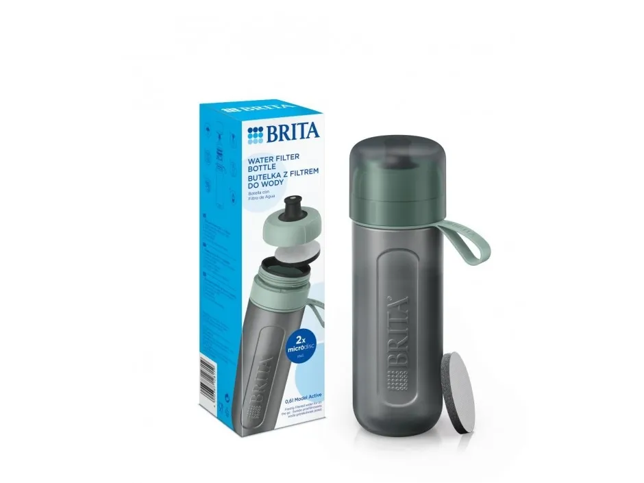 Brita Active Pastel grønn filterflaske + 2 MicroDisc-filtre 600 ml