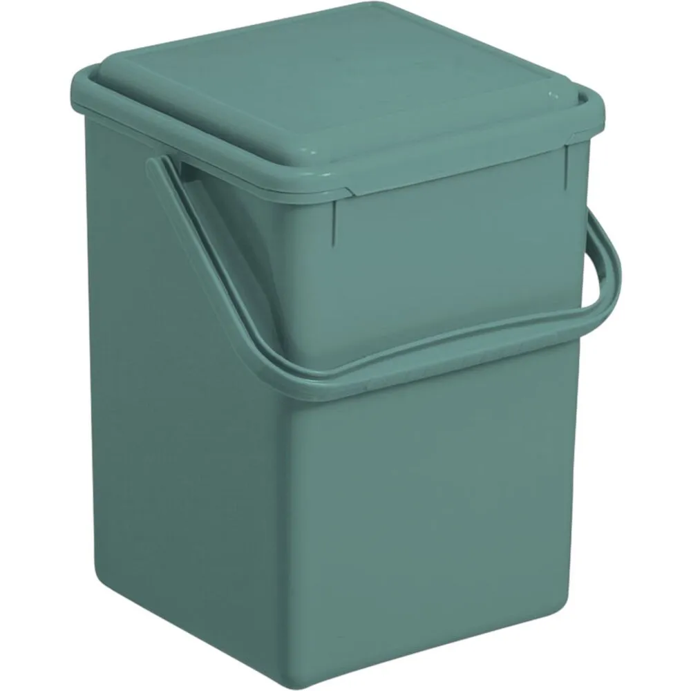 Avfallsbeholder, Bio, Rotho, mørkegrønn, plast, 9 liter med lufttett lokk, plasthåndtak for kildesortering