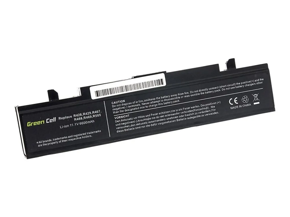 Green Cell - Batteri til bærbar PC (tilsvarer: Samsung AA-PB9NC6B, Samsung AA-PB9NS6B) - litiumion - 9-cellers - 6600 mAh - svart - for Samsung P530-Pro  P580-Pro  R525  R530  R580  R730  R780  SE31