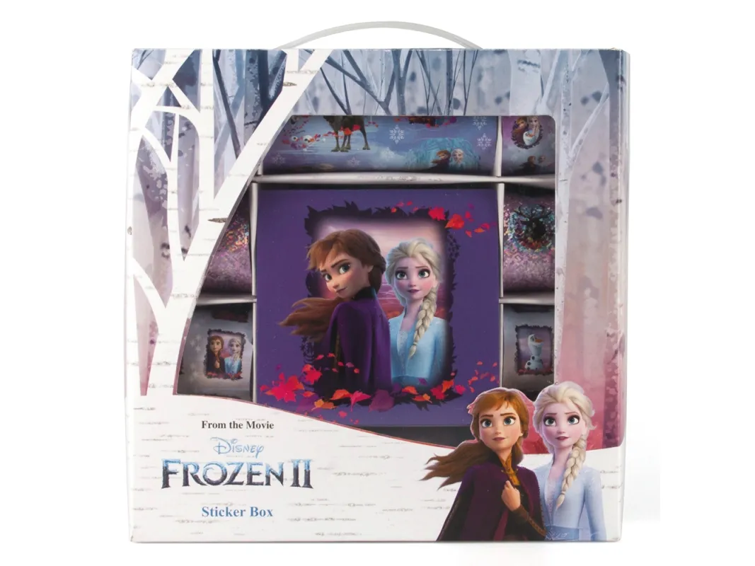 Disney Frozen sticker gaveeske med håndtak (inneholder 12 ruller klistreark, 2 ruller laserskiltre, klistre- og tegneark)