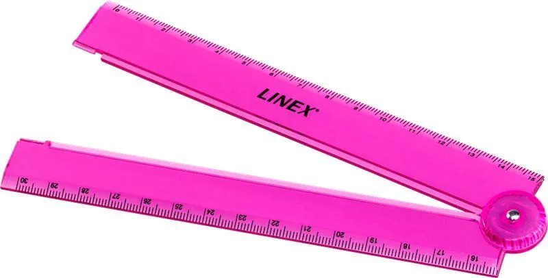 Linex foldet lineal 15/30 cm gjennomsiktig rosa