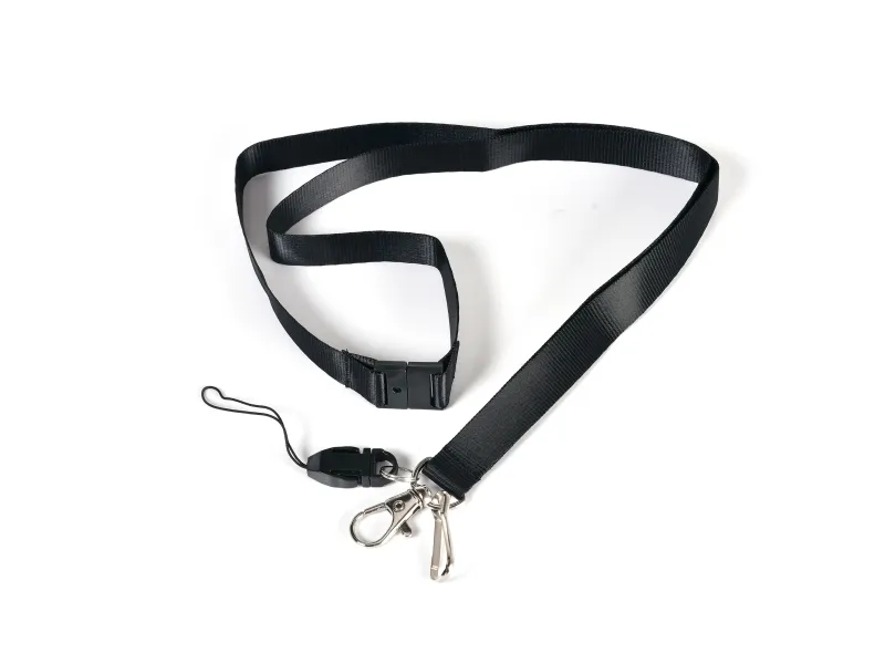 Tekstilhalsbånd, BNT, 15x450 mm til ID/Navneskilt med lås, sort - (10 stk./pakke)