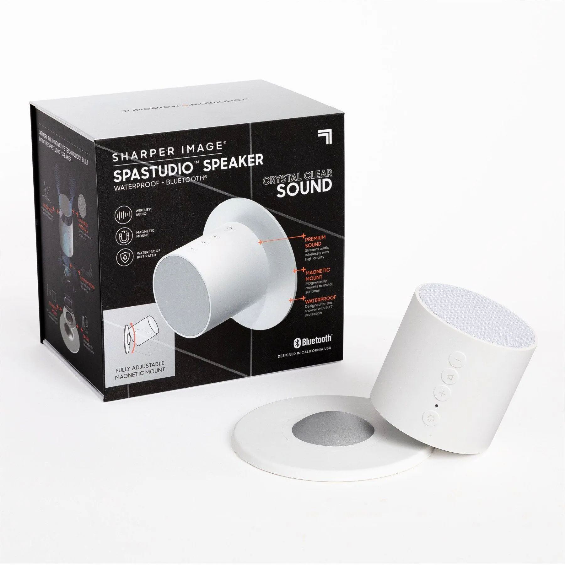 Sharper Image Vanntett Bluetooth-høyttaler for badet med magnetisk montering