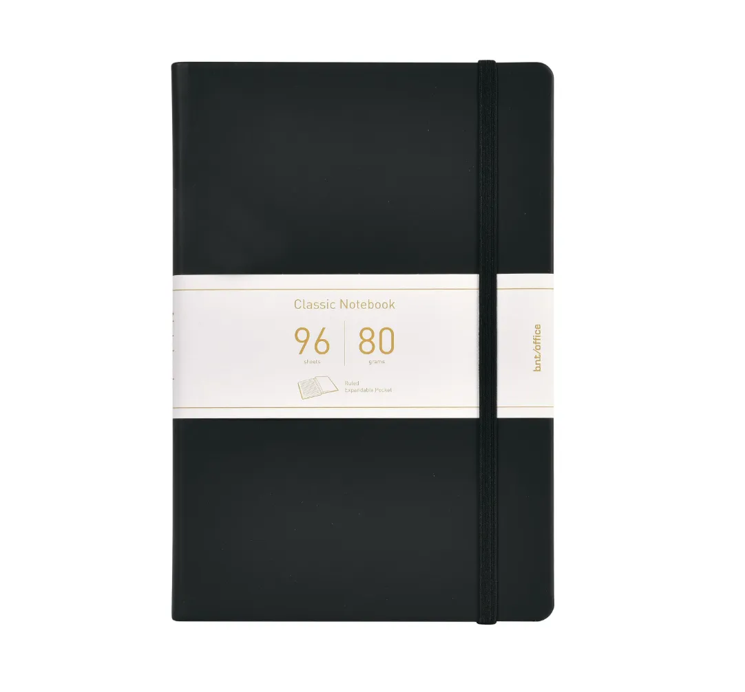 Notatbok, BNT, A5, svart, 148x210 mm 80g/m2, linjert