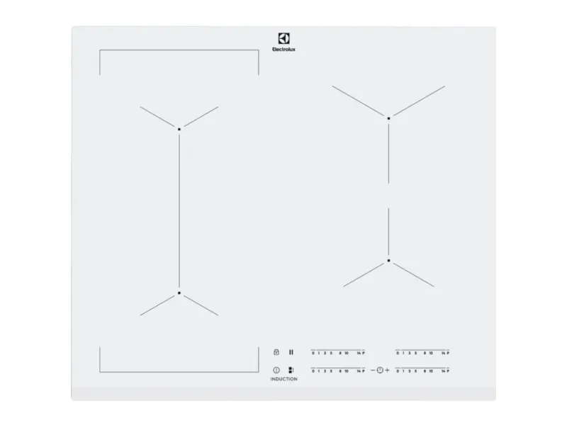 Electrolux EIV63440BW, Hvit, Innebygget, Sonebasert induksjon, Glass, 4 zone(s), 4 zone(s)