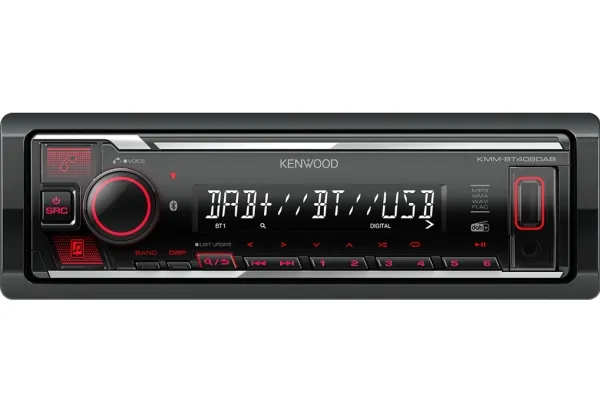 Kenwood Electronics KMM-BT408DAB, Svart, 1 DIN, 88 W, 4.0 kanaler, 50 W, 20 - 20000 Hz