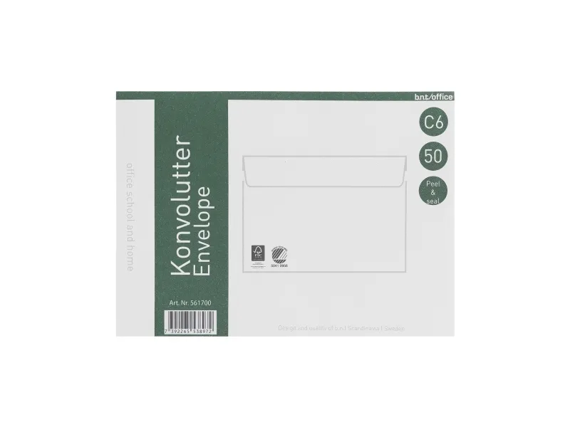 NoName, langsiden åben, hvid Permanent (DP 37), peel&seel pakke a 50 stk, 561700