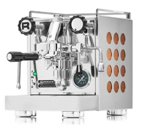 Rocket Appartamento kompakt espressomaskin Siebträger krom/kobber